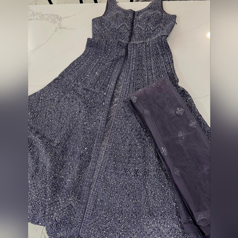 Lavish Lavender Embroidered Arabic LEHENGA. 3 Piece Suit